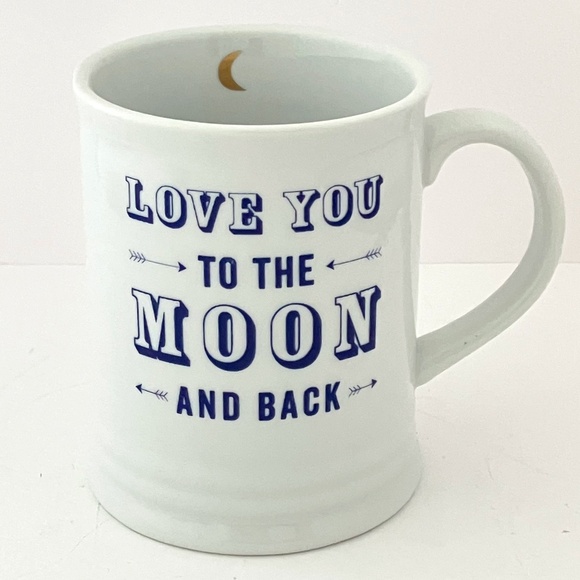 LOVE YOU TO THE MOON AND BACK Coffee Cup/mug by FRINGE Studio, NEW 12 oz. - Picture 1 of 6